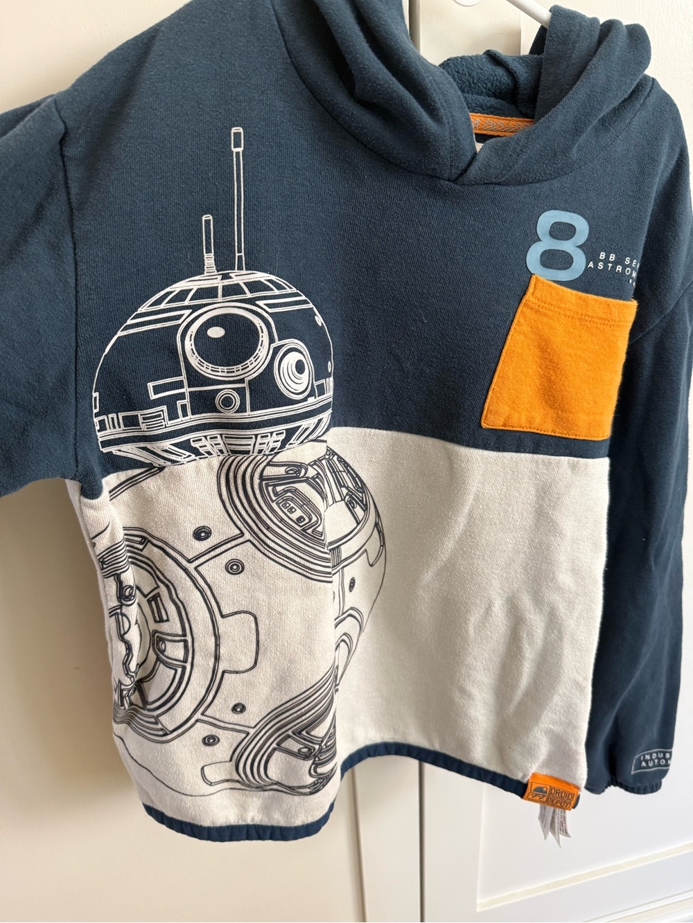 Kids Disney Parks Star Wars Droid Depot BB8 Graphic Hoodie w/ Orange Pocket 2022